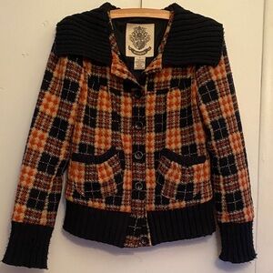 Plaid Knit Jacket Sz Sm